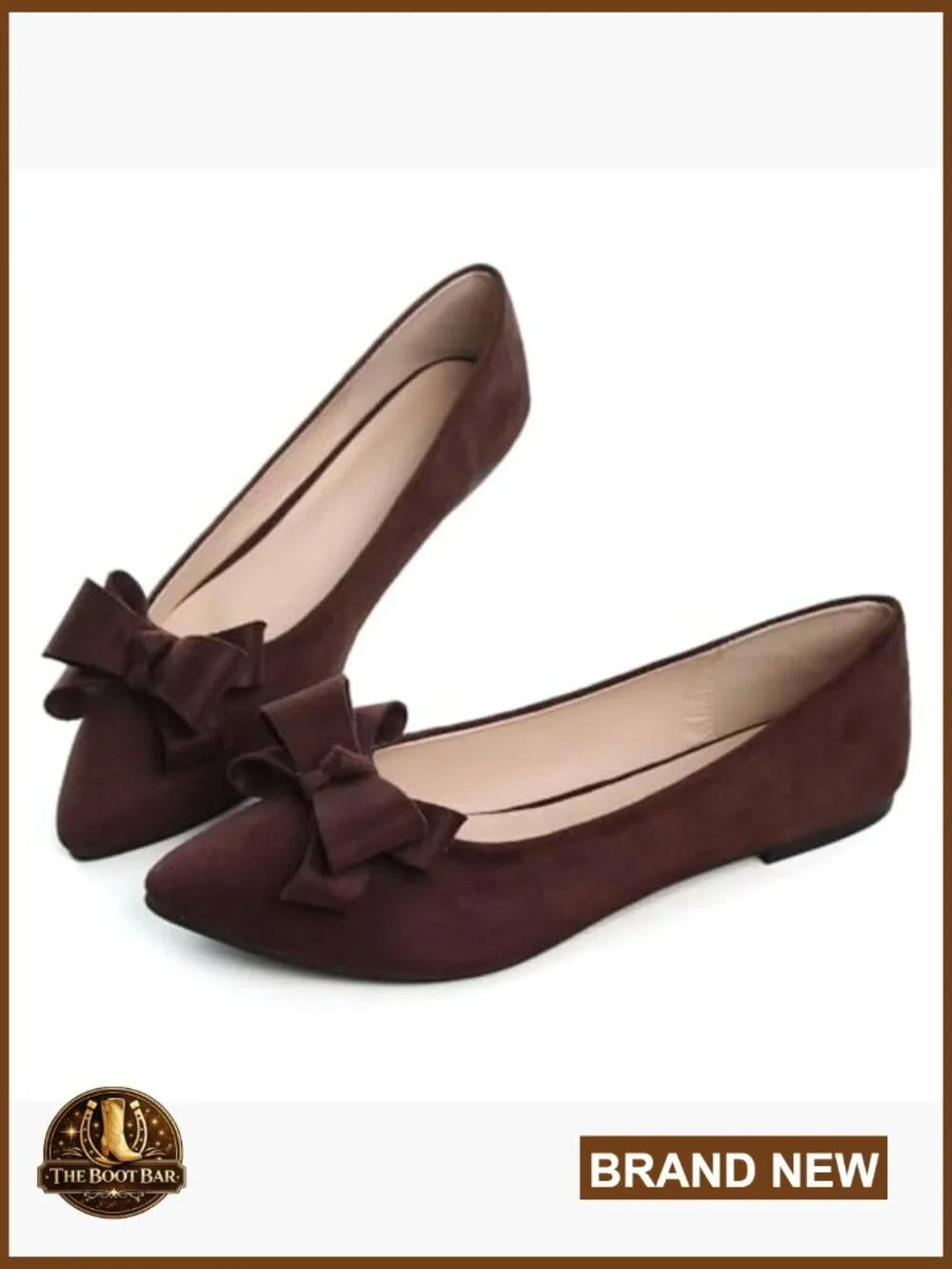 Pointed Toe Ballet Flats with Bow Knot, Slip-On Loafers for Business Casual Wear